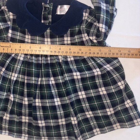 Cecil and Lou Girls Navy Green Plaid Corduroy Collar Blouse Holiday Prep 3T - Picture 8 of 14
